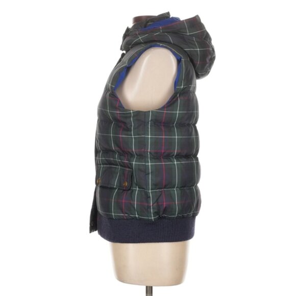J.Crew Excursion Puffer Vest Women’s Size L Green Navy Plaid Quilted Outerwear - Picture 4 of 9